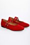 Women's Fiesty Red Suede Double Strap Ballerinas - 3