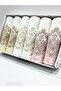50X90 Guipure Pearl Embroidered Boxed Set of 6 Hand and Face Towels - 2