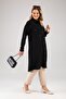 Women's Large Size Rhinestone Ayrobin Gomlek Tunik Black - 5