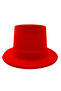 Red Color Plastic Nubuck Velvet Flocked Fedora Hat 11 cm - 2
