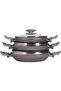 Gray Set of 3 Lidded Granite frying pan 18+20+22 Cm