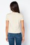 Women Round Neck Short Sleeves Graphic Print T-Shirt, Beige - 4