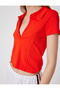 Polo Neck T-Shirt Zip Slim Fit Short Sleeve - 5