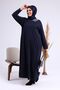 Plus Daily Long Sleeve Women's Large Size Dress Navy Blue - 6