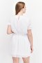 Women Plain Tie Waist Mini Dress, White - 4