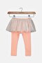 Toddler Girls Pull On Metallic Leggings, Peach and White - 2