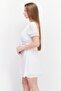 Women Plain Tie Waist Mini Dress, White - 2