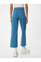High Waist Wide Leg Jeans Button Detailed Culotte Jeans - 4