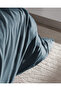 Verne Double %100 Cotton 208 Tc Printed Satin Bed Sheet Pcs Duvet Cover Set - Blue/White - 6