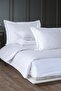Cotton Satin Stripe Double Duvet Cover Set - White - 3