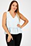 Women V-neck Sleeveless Chambray Tank Top, Light Vintage