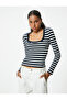 Long Sleeve T-Shirt Camisole U-Neck Slim Fit - 4