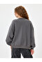 Oversize Sweatshirt with Butterfly Print, Crew Neck, Embossed - 4