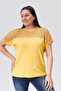 Women's Large Size Yellow Blouse with Mesh Detail