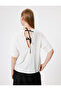 Basic T-Shirt with Bow Detail on the Back, Short Sleeve, Cotton - 4