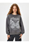 Oversize Sweatshirt with Butterfly Print, Crew Neck, Embossed - 3