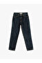 Denim Trousers Straight Leg Normal Waist - Straight Jeans with Adjustable Elastic Waist
