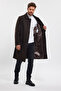 Men's Dark Brown Long Regular Fit Cashew Coat - 3