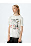 Cat Printed Oversize Cotton T-Shirt - Crew Neck, Short Sleeve - 3