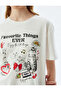 Cat Printed Oversize Cotton T-Shirt - Crew Neck, Short Sleeve - 5