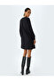 Mini Dress with Cuffs, Long Sleeves, Round Neck, Cotton - 4