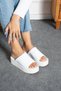 Tanwen Women's Slippers Wedge Sole White Leather - 2