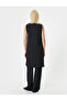 V-Neck Crepe Fabric Long Vest with Side Window Detail - 4