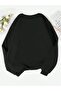 Halloween Ghost Printed Black Oversize Hooded Sweatshirt - 2