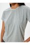 Short Sleeve Cotton Glitter Crew Neck T-Shirt - 5