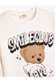 Teddy Bear Printed Sweatshirt Long Sleeve Crew Neck Ribbed - 3
