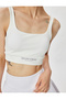 Sports Bra Sleeveless Square Neck Slogan Printed Covered Slim Fit Interlock - 5
