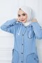 Hooded Denim Cap Light Blue Hm2344 - 3