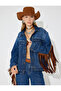 X Zeynep Bastık - Embroidered Denim Jacket with Suede Look, Tassel Pocket Detail, and Buttons - 4