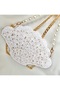 White Mussel Bag with Pearl Necklace Detail / Mussel Bag with Pearl Pendant / Mussel Bag with Pearls - 7