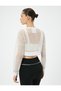 Long Sleeve Sports Crop T-Shirt with Mesh Detail - 4