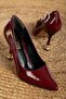 Mokashopin Lesia Claret Red Patent Leather Heeled Shoes - 3