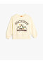 Sweatshirt with Print Detail, Long Sleeve, Crew Neck, Cotton