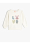 Sweatshirt Rabbit Printed Sequined Cotton Embroidered
