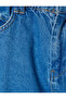 High Waist Buttoned Mom Jean Trousers with Elastic Waist - 6