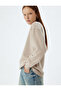 Three Thread Raised Ribbed Crew Neck Long Sleeve Basic Sweatshirt