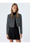 Tweed Crop Jacket Round Neck Pocket Detailed Buttoned