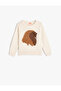 Knitwear Sweater with Hedgehog Appliqué, Long Sleeves, Crew Neck