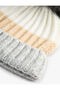 Color Blocked Pompom Knitted Beanie - Fold Detailed - 3