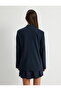 Long Oversize Blazer Jacket with Pocket Detail and Buttons - 4