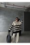 Striped Color-blocked Soft Textured Sweater Trousers Top-bottom Knitwear Winter suit - 2