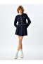 Tweed Shirt Jacket with Crop Buttons, Pocket Detail, Ribbed Crew Neck - 2