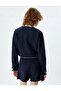 Tweed Shirt Jacket with Crop Buttons, Pocket Detail, Ribbed Crew Neck - 4