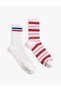 2 Pack Colorful Tennis Socks - Stripe Detailed - 2
