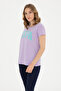 Women's Lilac Crew Neck Basic T-Shirt 50280036 -Vr034