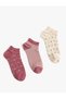 Set of 3 Booties Socks Floral Patterned Multicolor - 2